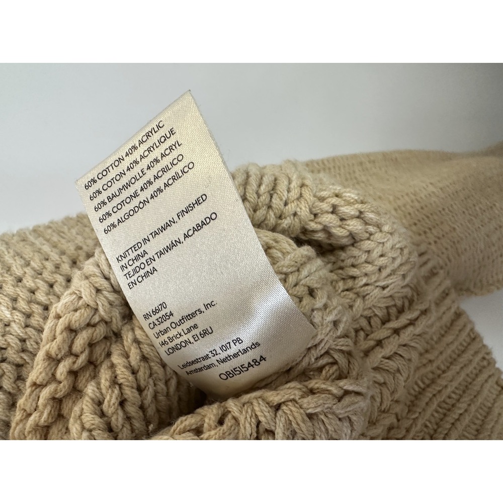 Free People Cropped Pullover Sweater Bell Song Crew Neck Open Knit Tan Small - Picture 10 of 15